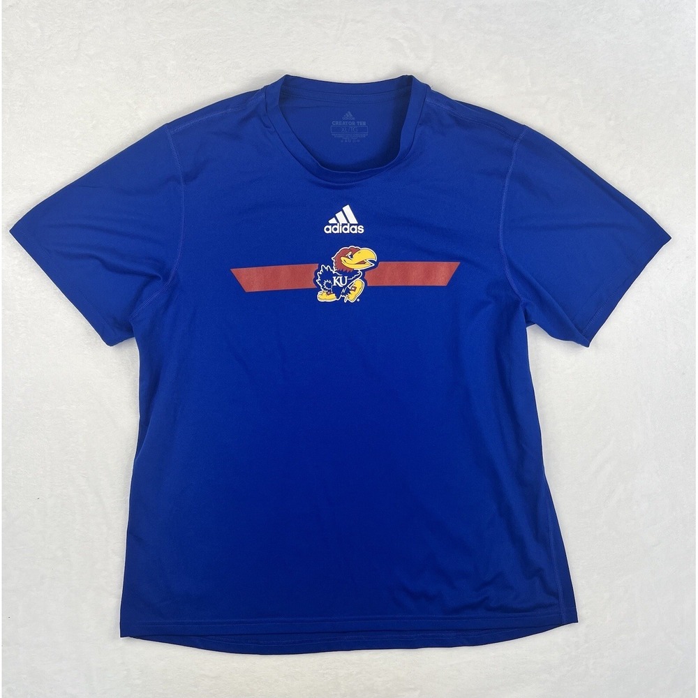Kansas Jayhawks adidas Creator Short Sleeve Shirt Men's Blue Used Size XL